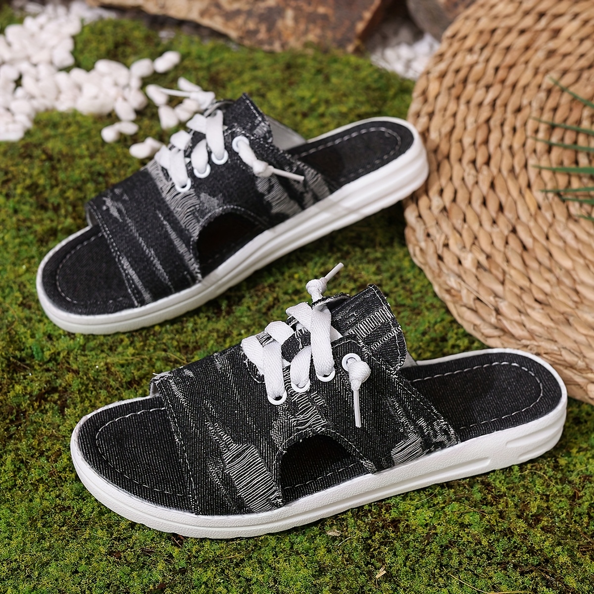 sandalias lona cómodas moda talla lh punta Temu Ecuador - Main Image