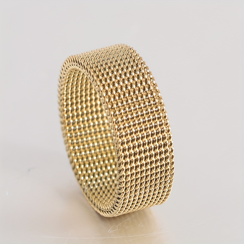 

1pc Titanium Steel Woven Mesh Ring Neutral Style Simple Mesh Strap Men's And Women's Ring