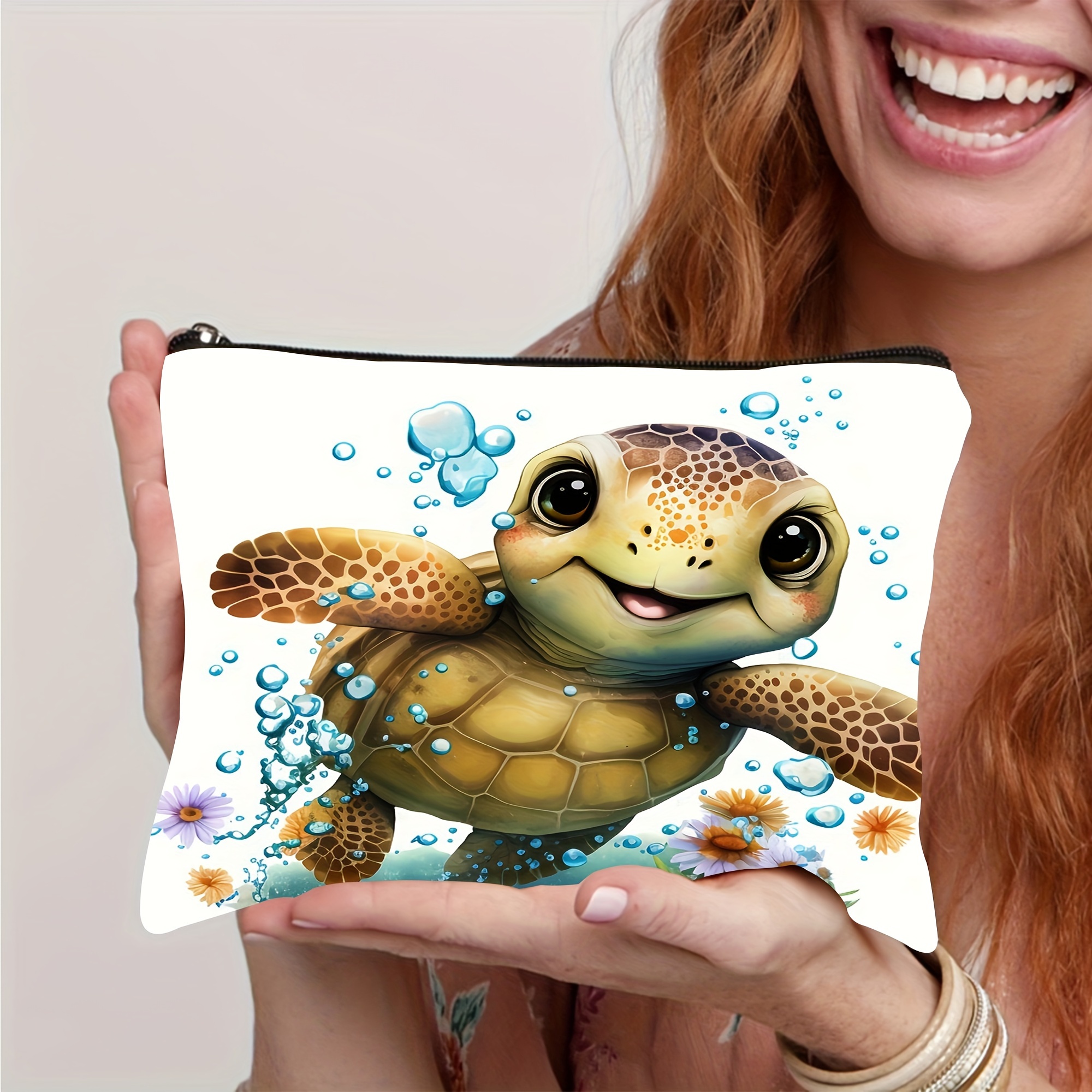 

Canvas Turtle Print Cosmetic Pouch - Adult, Unisex, Random Print, No Fragrance, Travel Friendly