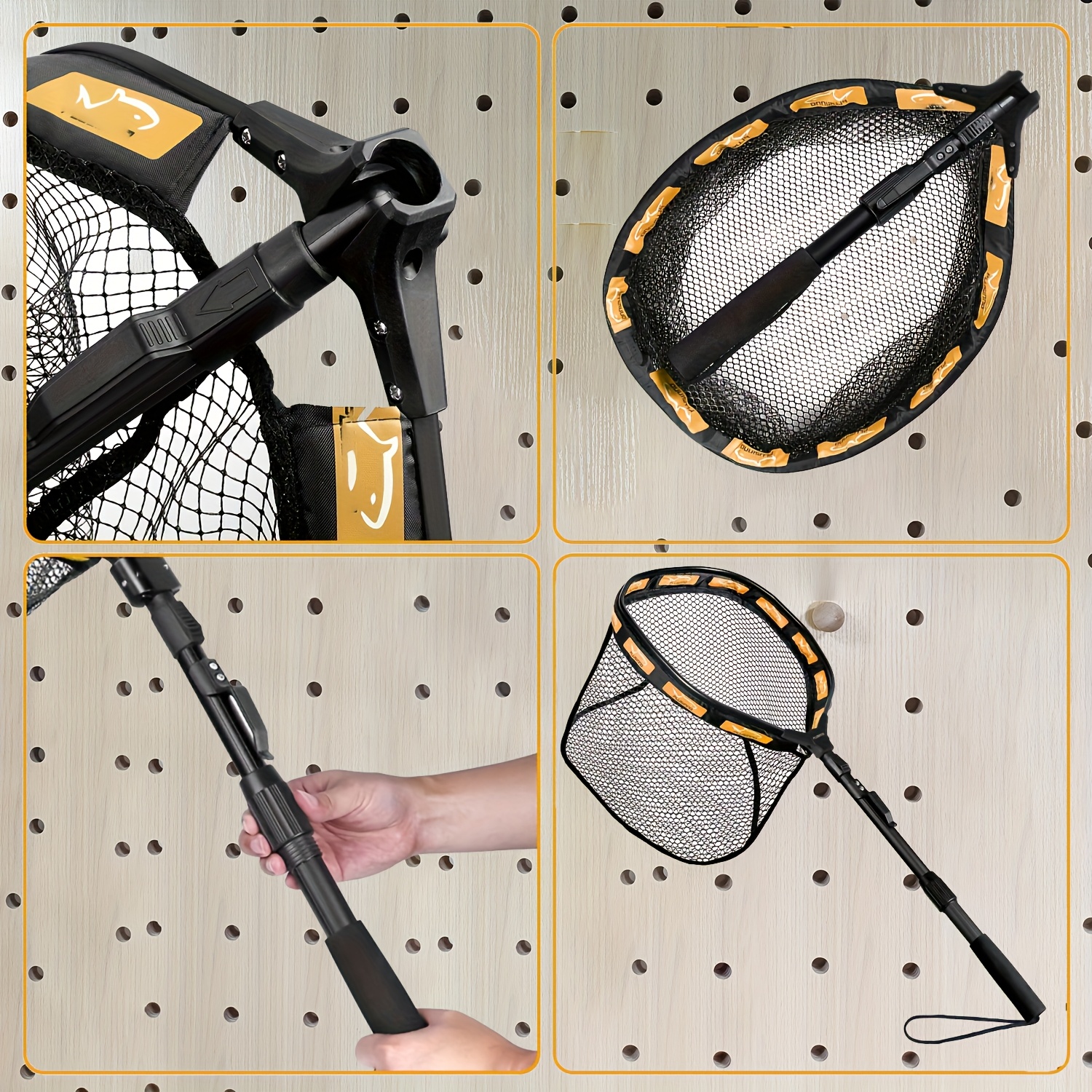 [Portable Fishing Net] Portable Floating Fishing Net | Foldable, Retractable, Lightweight with Soft EVA Foam Handles for Easy Catching And Releasing, Convenient for Transportation And Storage