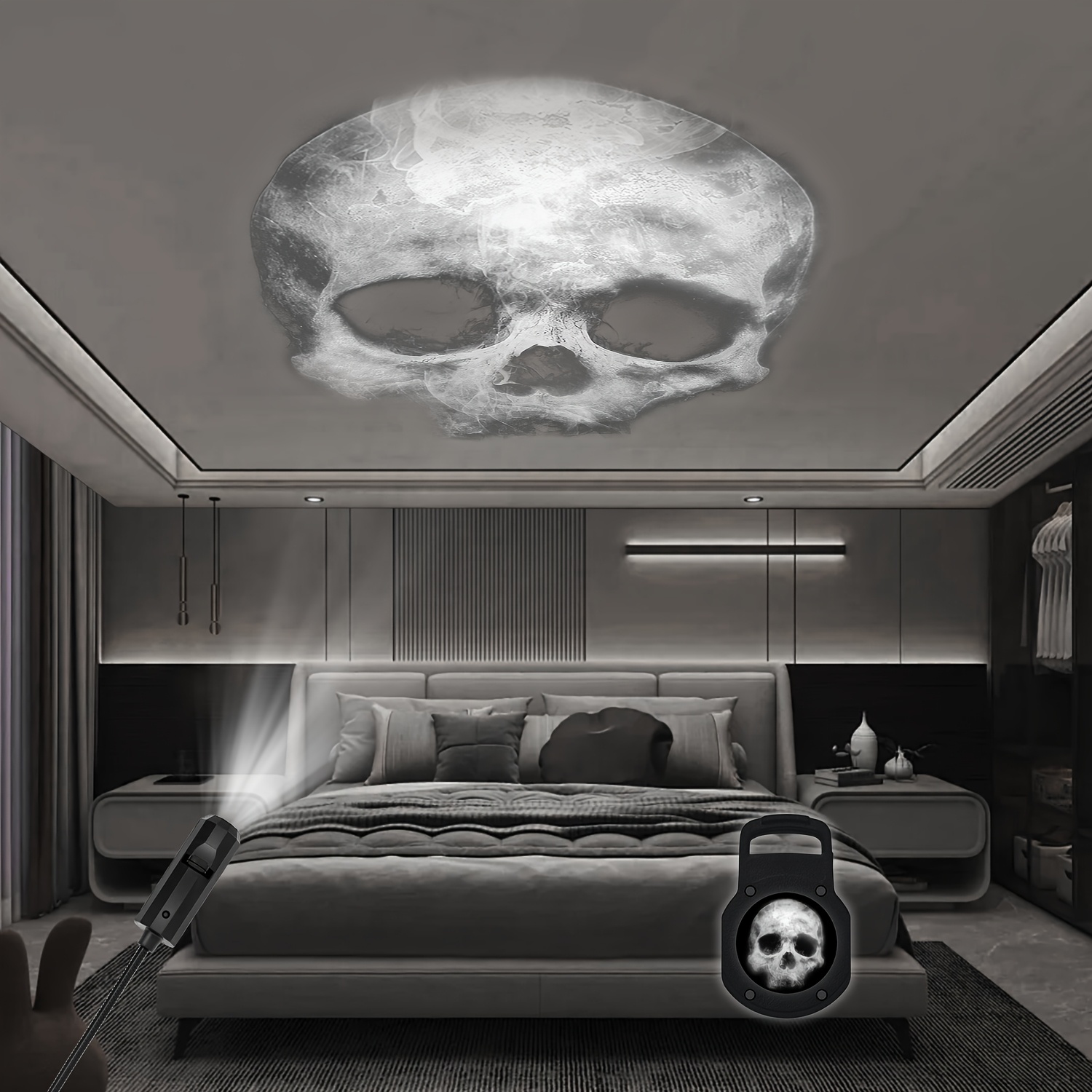 

Lampe Projecteur LED Tête de Alimentée par USB - Rotative à 360°, Luminosité Réglable, Veilleuse Étanche - pour la Décoration de Chambre, Salon & Halloween, Décoration Maison Tête de