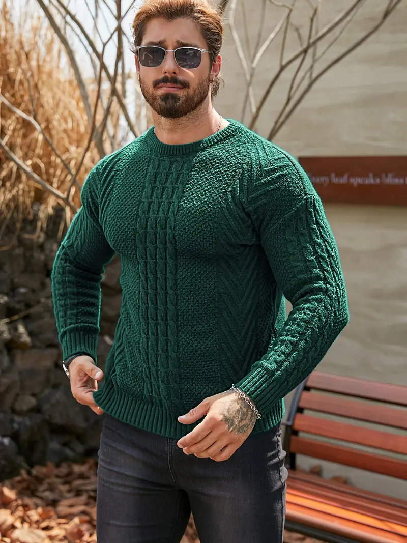 mens winter warm knit sweater soft round neck long sleeve casual pullover solid color beige navy machine washable thick sweater jacket for cold weather office casual attire Product details 63