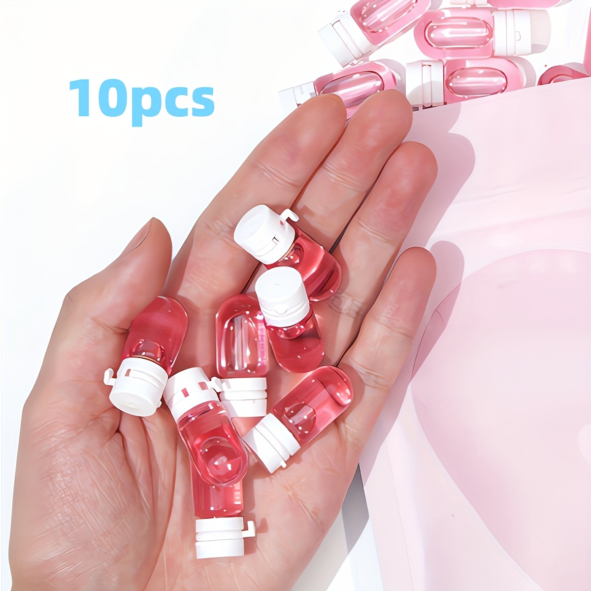 

10pcs Leakproof Travel Bottle For Makeup Remover And Lotion - Transparent Portable Dispenser With Flip, Rfid Blocking, Glass Material