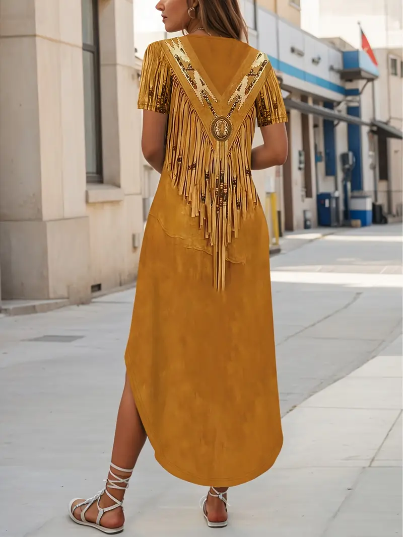 womens bohemian fringe print t shirt dress short sleeve - Temu Mauritius womens bohemian fringe print t shirt dress short sleeve - Temu Mauritius