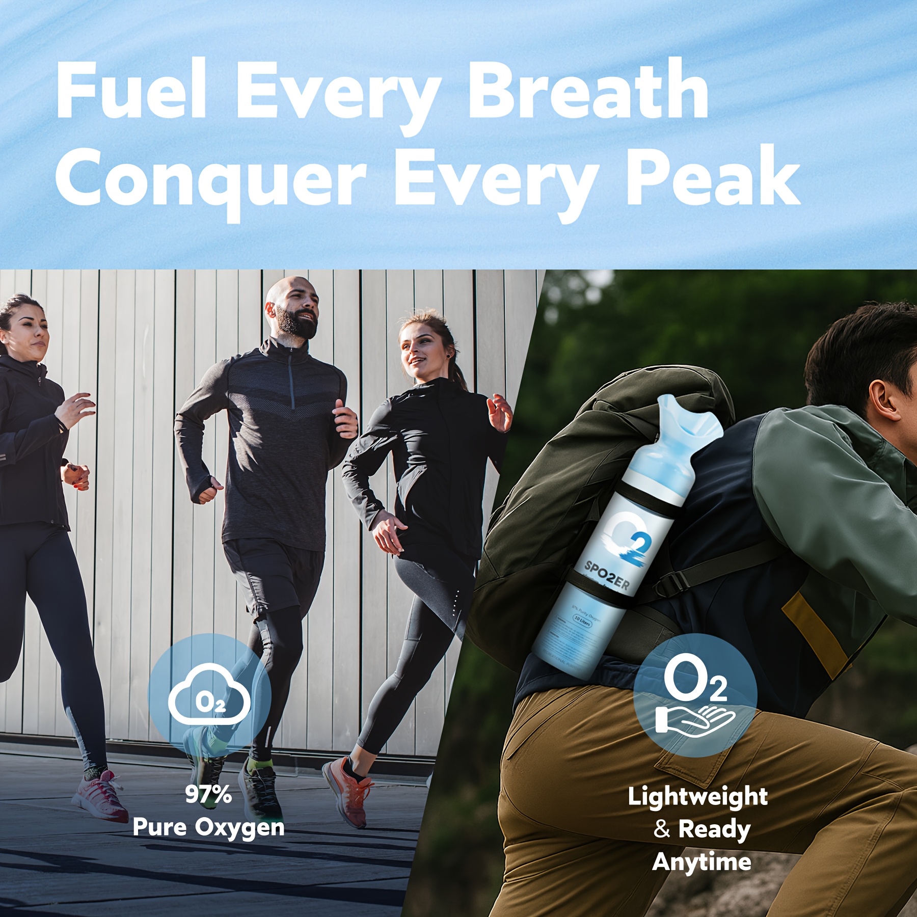 Spozer Oxygen Large Capacity Natural Oxygen Tanks (10L) | Portable Oxygen Tanks, Ideal for High Altitudes, Accelerate Recovery Time (3-Canister Pack)