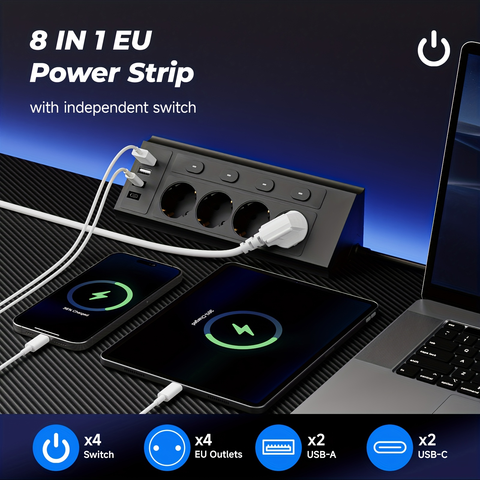 multiprise dangle bureau prise multiple indépendant - Temu France