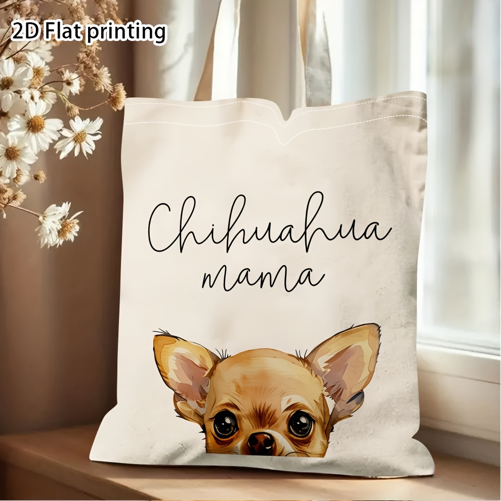 TEMU 2D Плоска 1шт Сумка-тоут, Двосторонній "Chihuahua Mama" Милий з вушками чихуахуа, Ідеальний подарунок для любителів чихуахуа, Чудово підходить