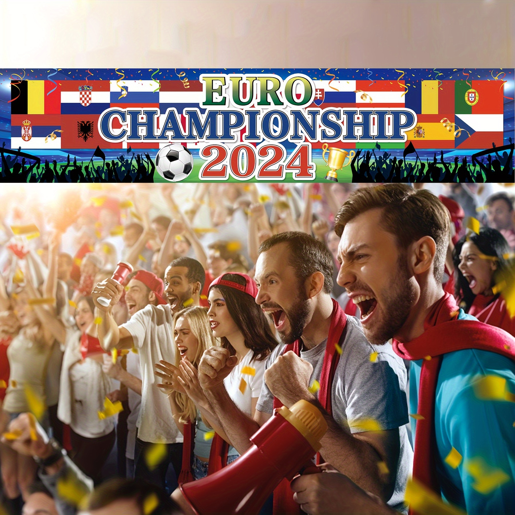 

durable Polyester" 2024 Euro Cup Celebration Banner - Vibrant Football-themed Garden Decor, Durable Polyester Outdoor Sign For Sports Fans