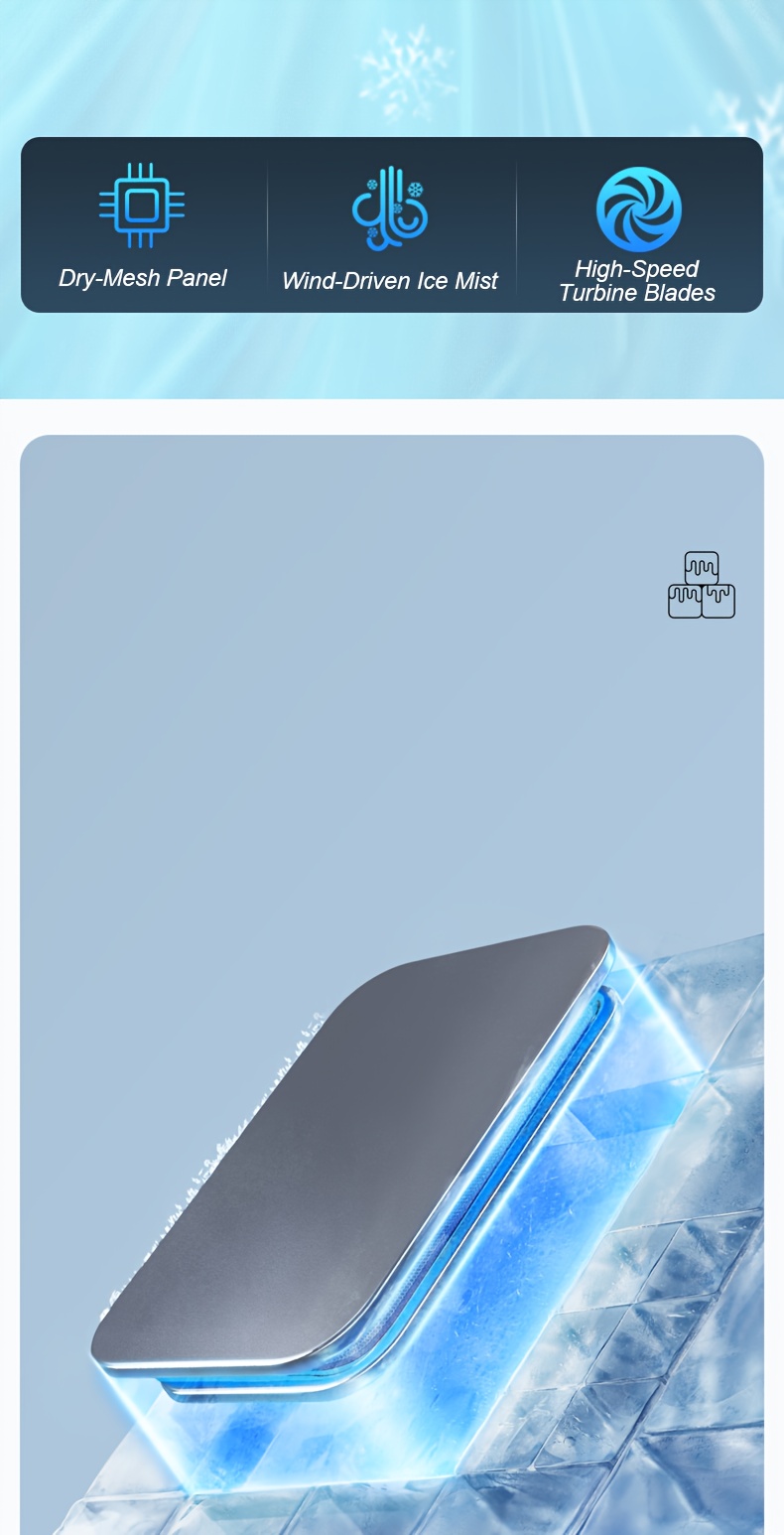 Semiconductor Refrigeration 868, Superconductor Ice Fog AC Fan Mini Ice Fog Fan, Multi-Function Air Cooler, Humidification Spray Fan, with 6000Mah Battery, Very Suitable for Home, Bedroom, Outdoor Camping