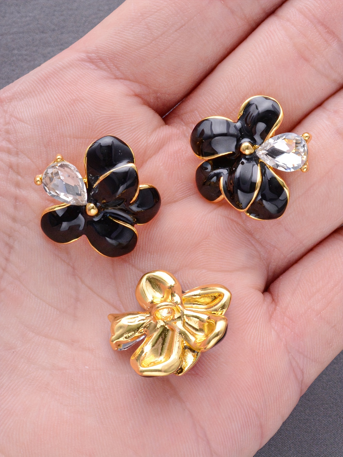 elegant alloy flower brooch pin set 4 piece decorative floral buttons for shirts sweaters coats diy fashion accessories for handbags gift boxes shoes and bouquets details 3