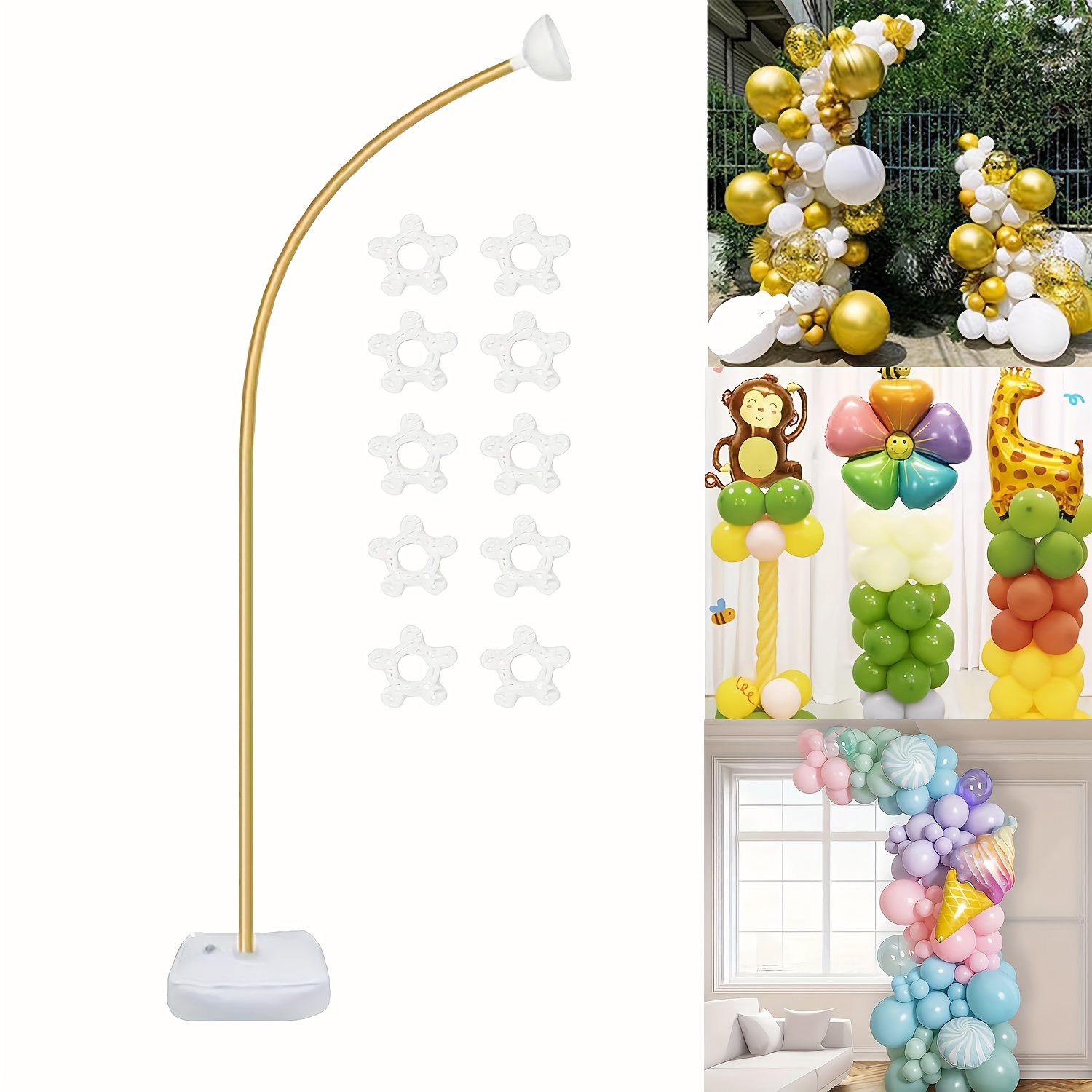 Balloon Arch Kit 8.2ft, Free Bending Half Balloon Arch Stand With Base, Floor Balloon Arch Frame Backdrop For Wedding Birthday Party Yard Lawn Home Decorations
