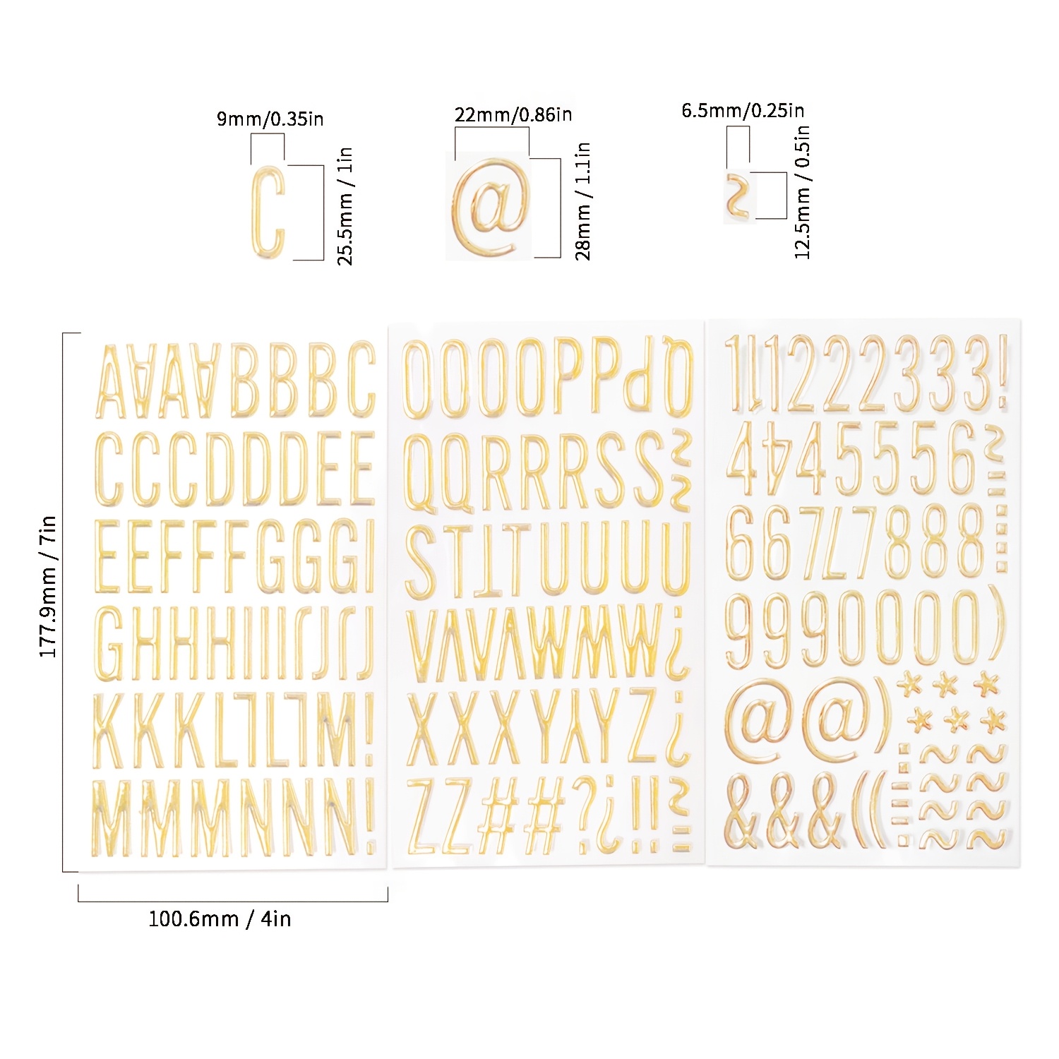 E-shop 3 Bögen Goldene Puffy Buchstaben- und Zahlenaufkleber 1 Zoll 170 Stück Goldene 3D Alphabet Buchstaben Aufkleber Wasserdichte Goldene Schaumstoff