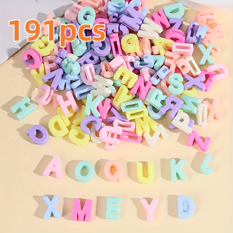 TEMU 191pcs Perles de lettres aléatoires en acrylique , grandes perles d'espacement en acrylique 3D, parfaites pour la fabrication de bijoux, perles,