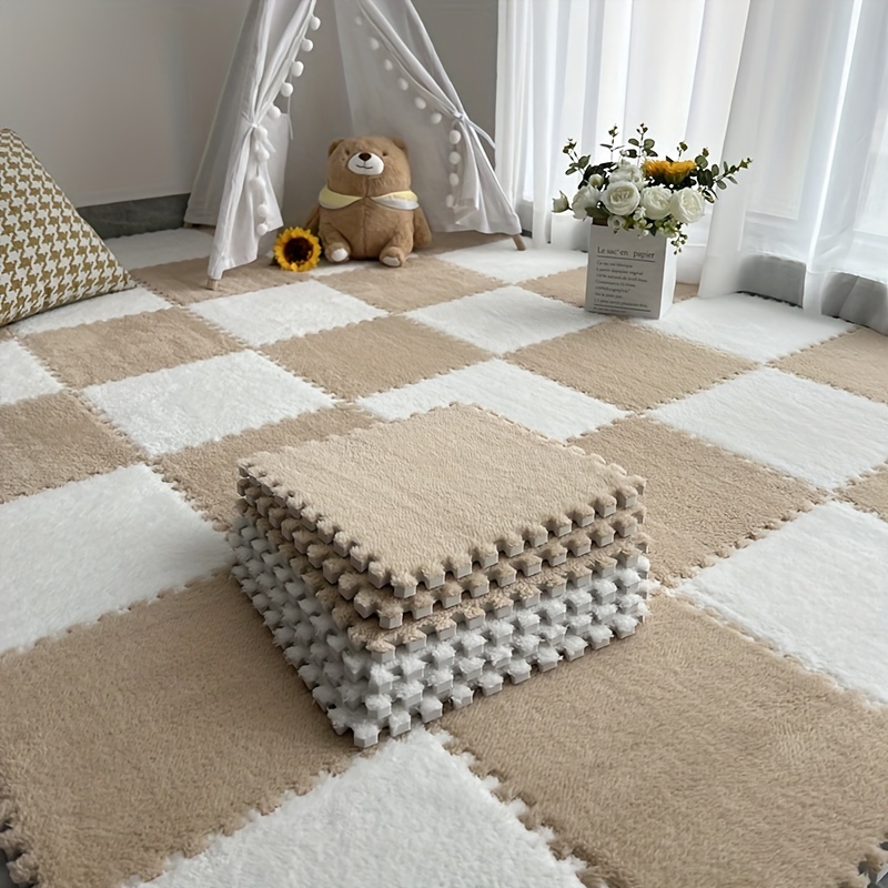 Image of 30pcs Set Washable Plush Bedside Rug, Shock-absorbing Floor Mat For Home Use
