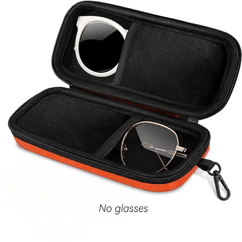 TEMU Boîte de rangement pour lunettes à double compartiment, coque rigide | Antichoc, portable pour voiture | à fermeture éclair protège , boîte de