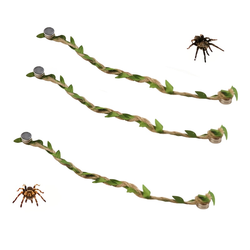 3pcs Of Jumping Rope Bridge, Climbing Ladder For Jumping , Handcrafted With Natural Hemp And Leaves, Easy-to-install Jumping Fence Additions, Habitat Decorations For Jumping , Vibrant Design