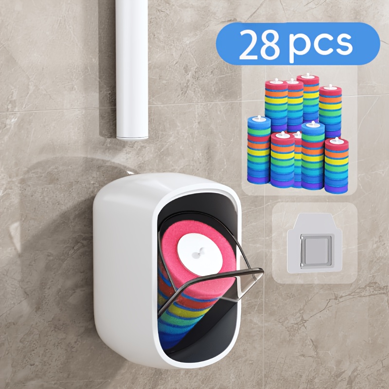 E-shop Automatisches Toilettenbürsten-Set mit Klappdeckel, Wandmontiertes Toilettenbürsten-Set, Hygienisches automatisches Klappdeckel-System mit