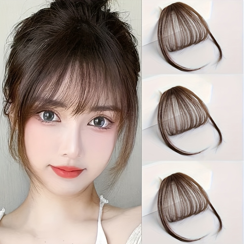 TEMU ル 目立たないシームレス前髪 女性用 クリップインフェイクバング 軽量＆薄手 春夏用 前髪 日常着用・パーティー・写真撮影用 ヘアスタイル不要