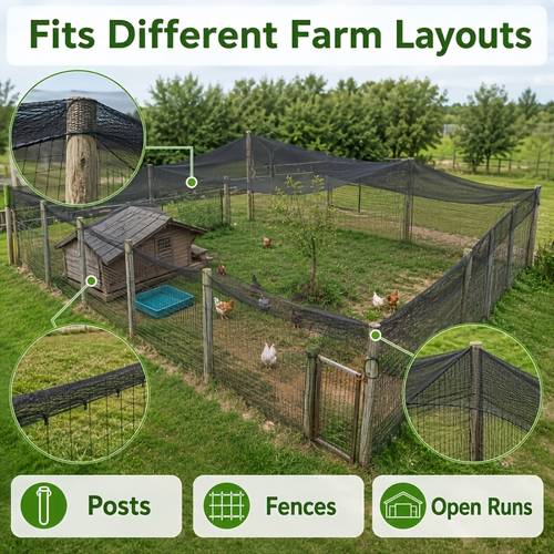 heavy duty black nylon bird netting poultry protection net strong weave designed to create a protective barrier for chicken coop roofs fruit trees gardens and blueberry vegetables blocking birds squirrels deer and rodents