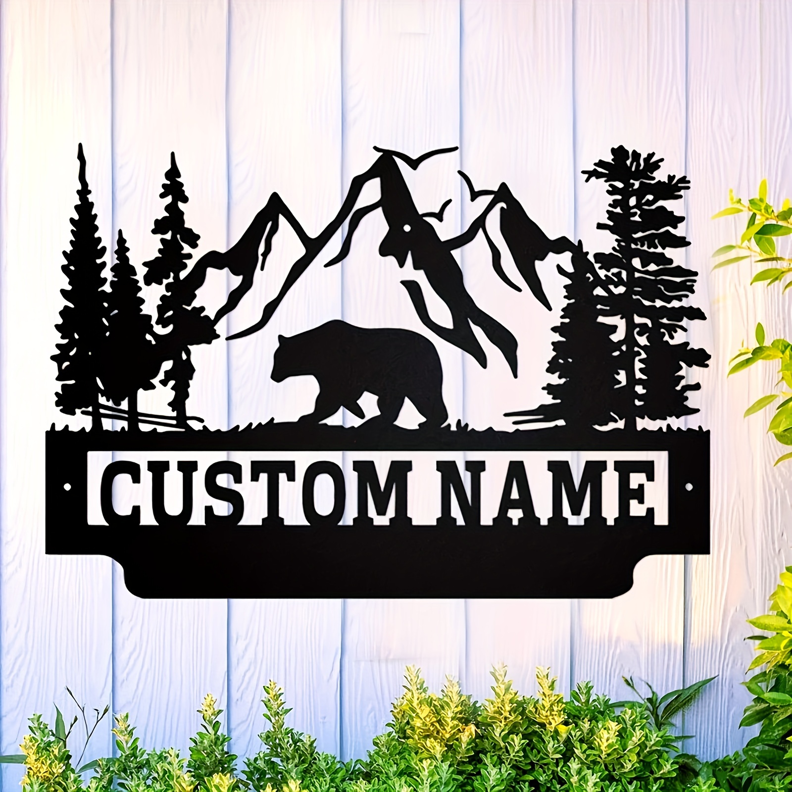 

Rustic Charm, Custom Bear & Mountain Metal - Personalized Name Option, Home Decor & Unique Gifts