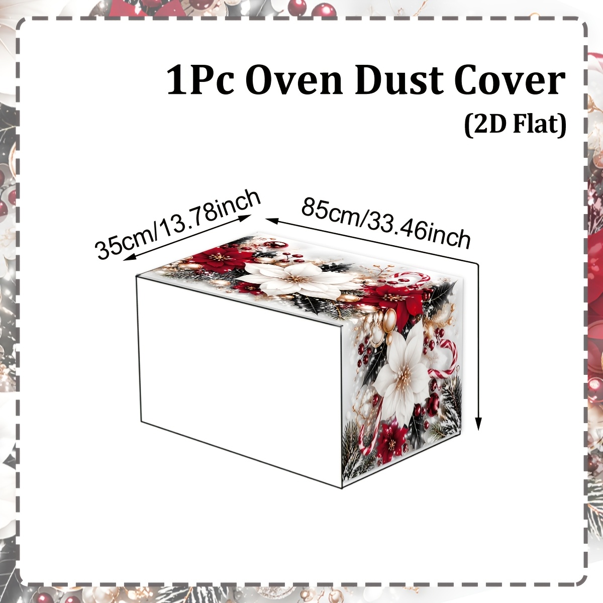 TEMU 1 pièce Housse de micro-ondes grande 1 pièce Poinsettia rouge et blanc, convient pour four, cuisinière et protection d'appareil - Housse de Noël