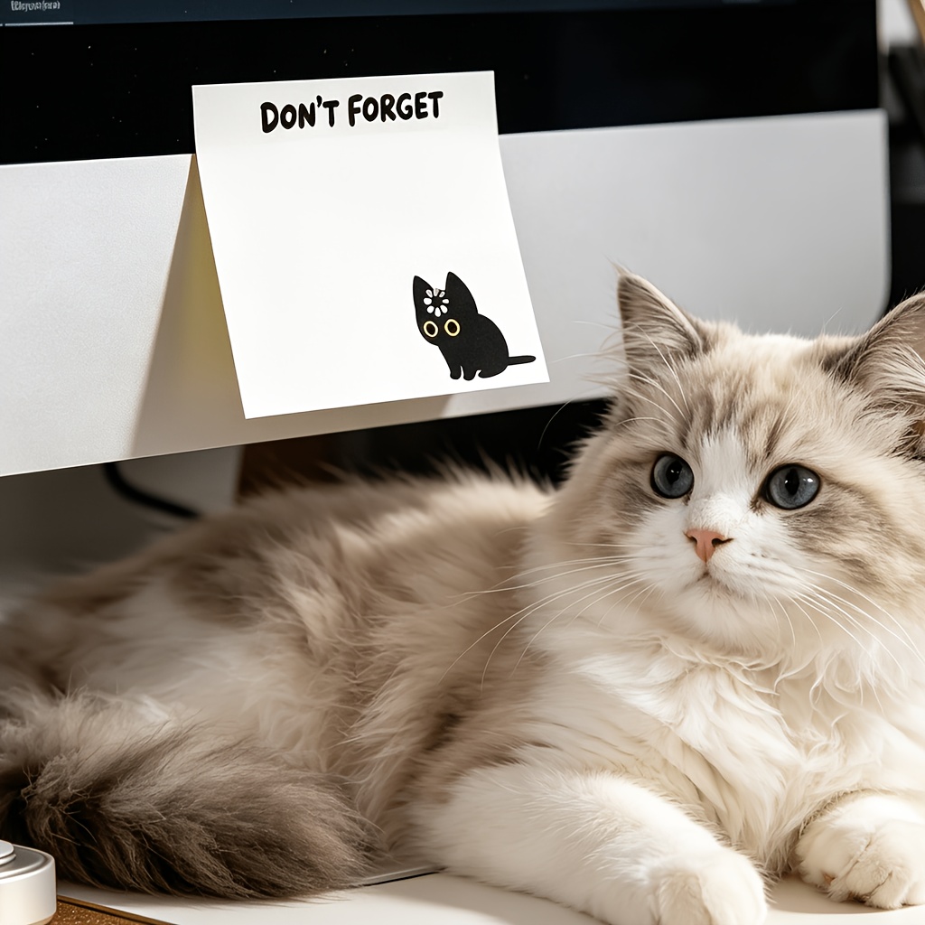 50 Sheets Funny "DON'T FORGET" Black Cat Loading Memo Pad, Sticky Notes