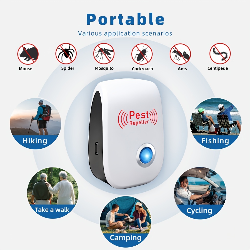 8pcs USB Plug-in Smart Soundwave Technology Rodent Repeller, Soundwave Technology Pest Repeller, Sonic Wave Technology Pest Repeller - USB Plug-in - Indoor Mouse Repeller - Rodent Repeller - 360° Full Room Coverage, Effectively Repels Mice