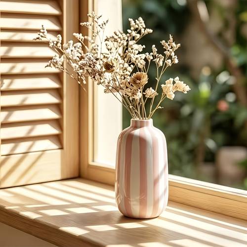 1pc hand painted striped ceramic vase hydroponic fresh flower vase suitable for bathroom living room desktop kitchen entrance home decoration ornaments