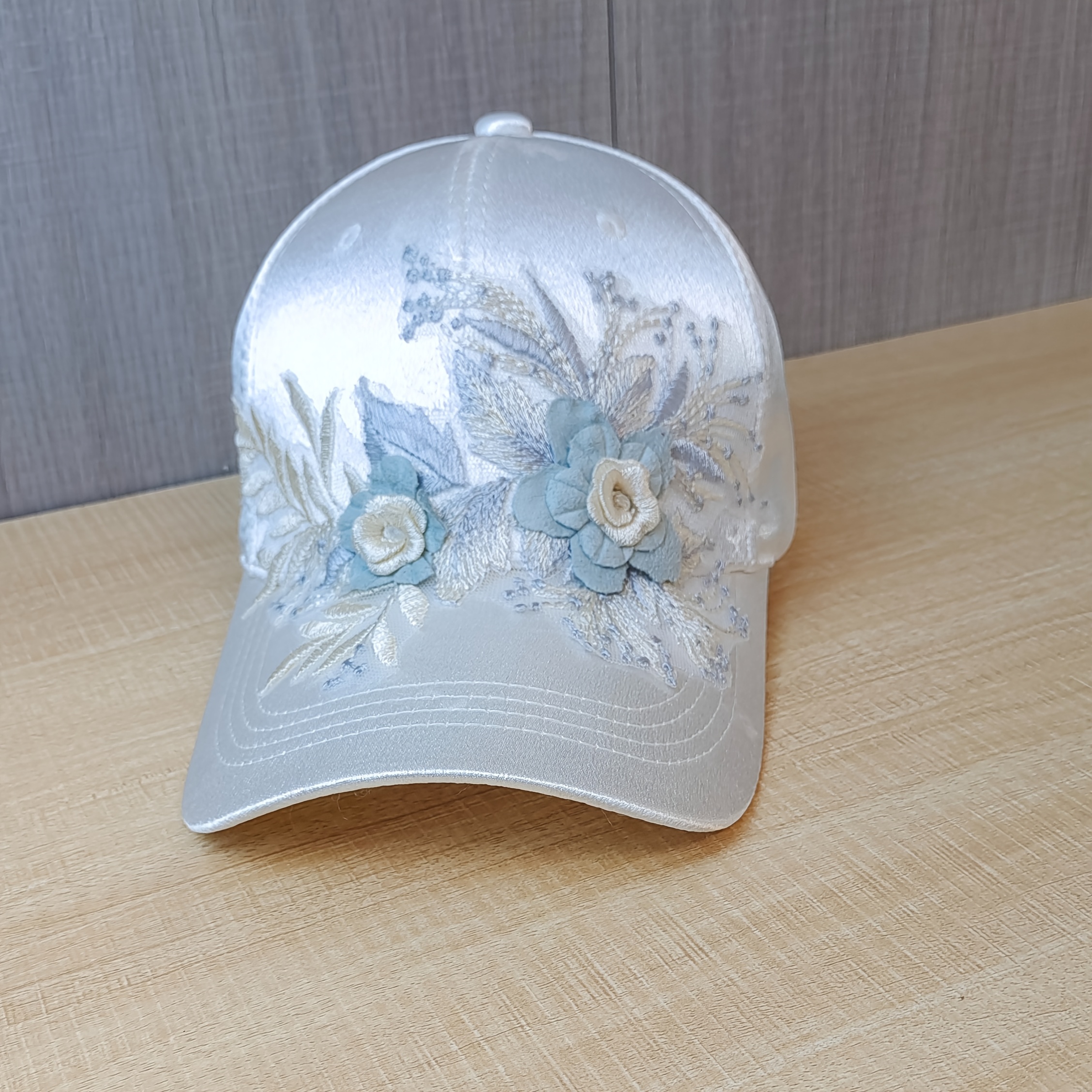 TEMU Gorra de béisbol de satén estilo bohemio con estampado floral rosa para mujer, sombrero para mujer para toda estación