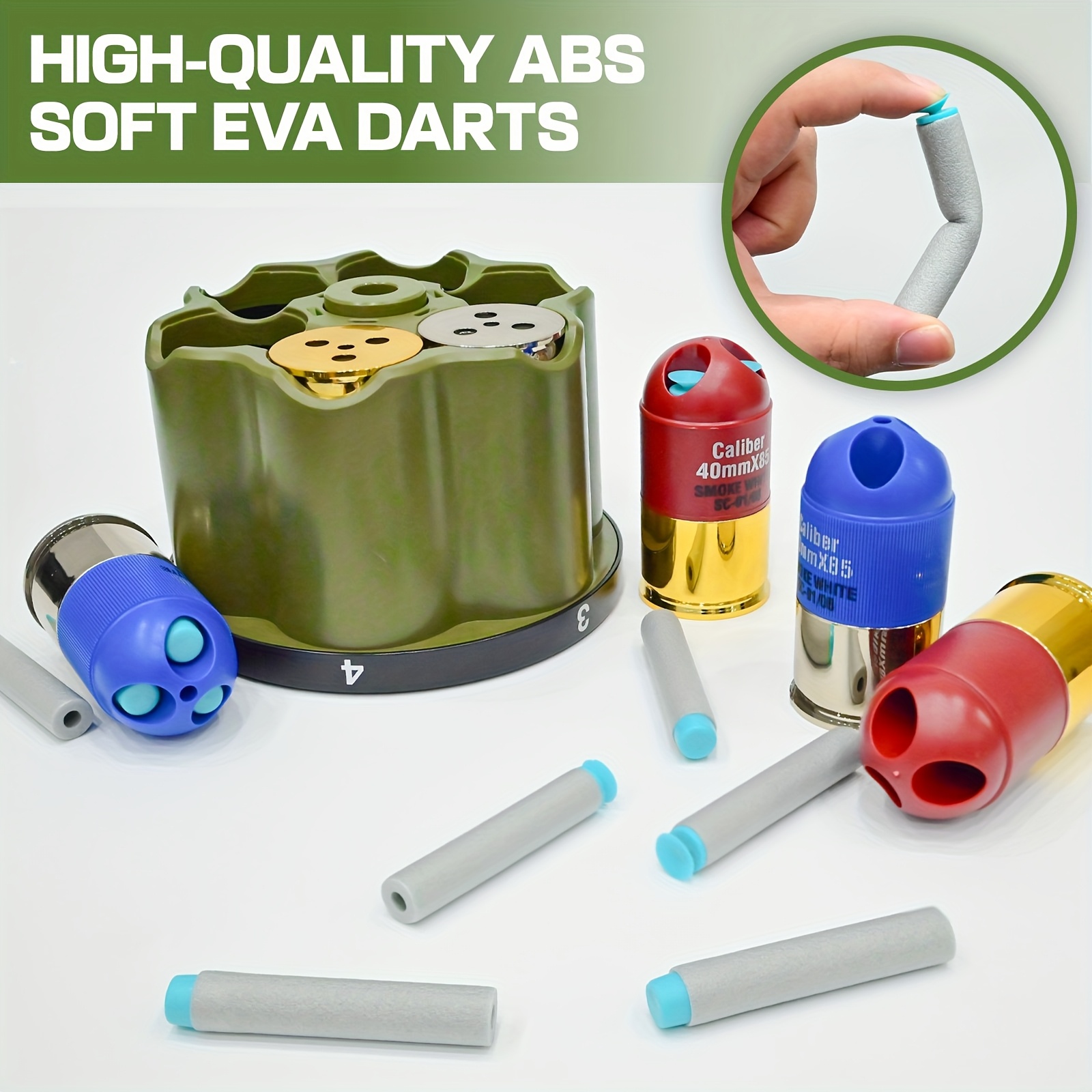 Shell-Ejecting Foam Blaster Gun Toy with 6x3 Soft Rounds & Grenade Launcher - Large Magazine, Non-Electric Design, Durable Outdoor Toy for Kids - Ideal Birthday Gift (Gray/Green/Yellow), Blaster Toy Gun, Action Play, Textured Grip, Sturdy Build, Fun Activity