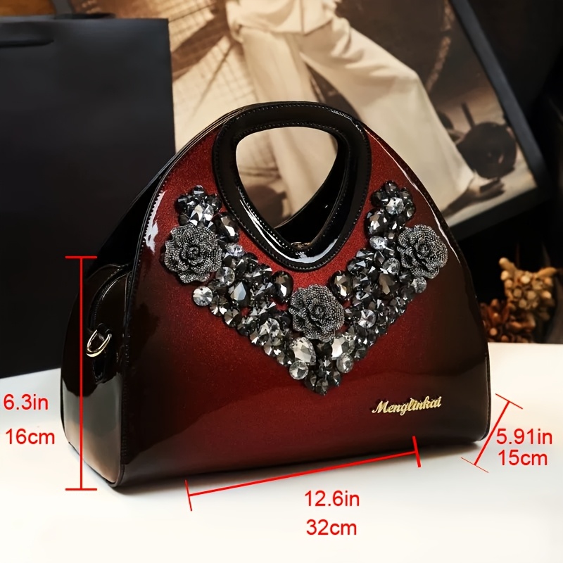 2025 New Arrival Elegant Rhinestone-Embellished Clutch - Adjustable Shoulder Strap, Magnetic Closure, Synthetic Faux Leather Lining, Perfect for Women, Mother'S Day Gift, Cute Clutch