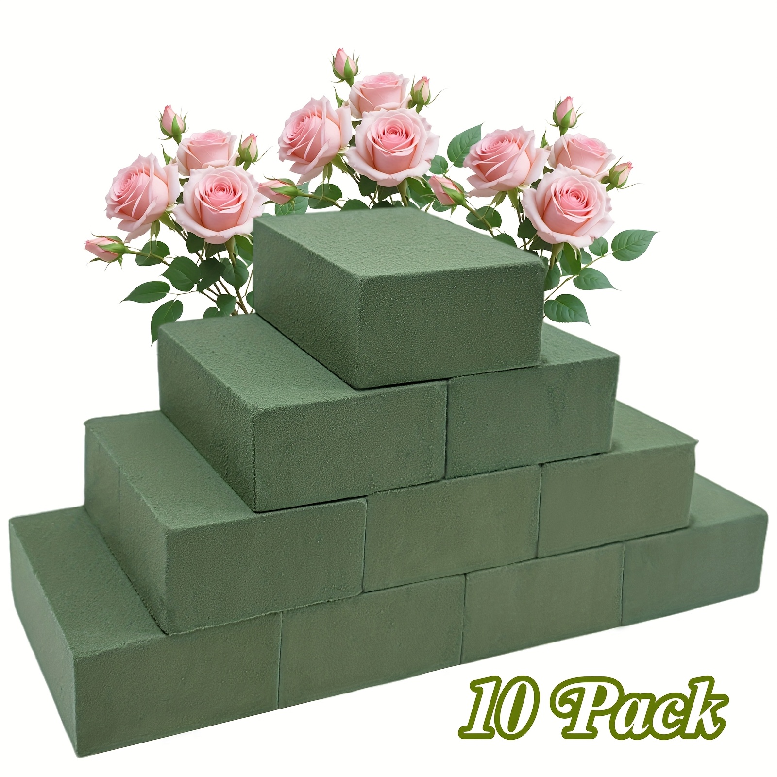 E-shop 6/8/10er Pack Grüne Blumensteck Schaumstoff Blöcke - 11 X 7.5 X 4Cm/4.33 X 2.95 X 1.57 Zoll Hochdichter Blumenschaum, Zuschneidbar, Bouquets,