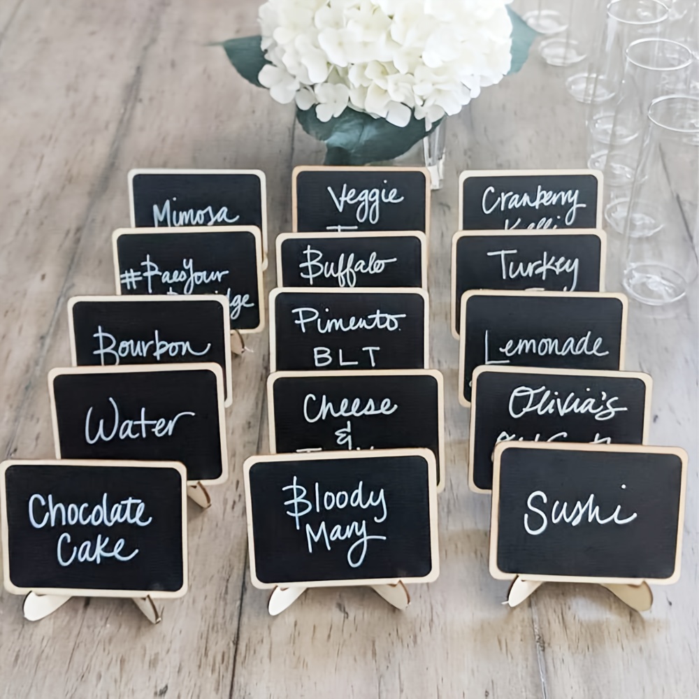 E-shop 15/20 Stück Mini Tafel Schilder mit Ständer, Kein-Lebensmittel-Vertrag, Kann für Party Buffet Speiseschilder, Tischnummern, Karten Displays,