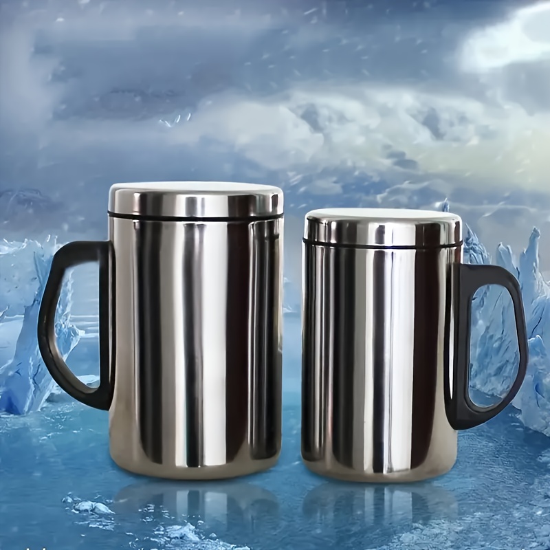 

Stainless Steel Thermal Coffee Mug With Handle And Lid - Vacuum Insulated Travel Mug For Office, Outdoor Activities, School Supplies