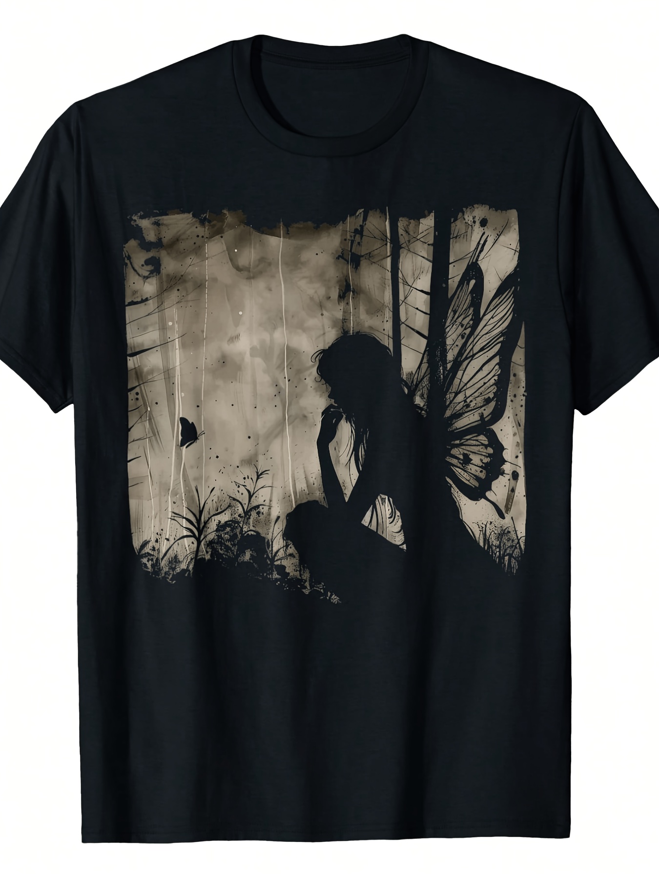 Suitable for All Body Types Dark Fairycore Grunge Alt Goth T-Shirt - *  Cotton Crew Neck Tee with * & * Casual Gothic Top for * Wear, Ideal for  Goth Sub Extra Long PlusSize, PLUS SIZE