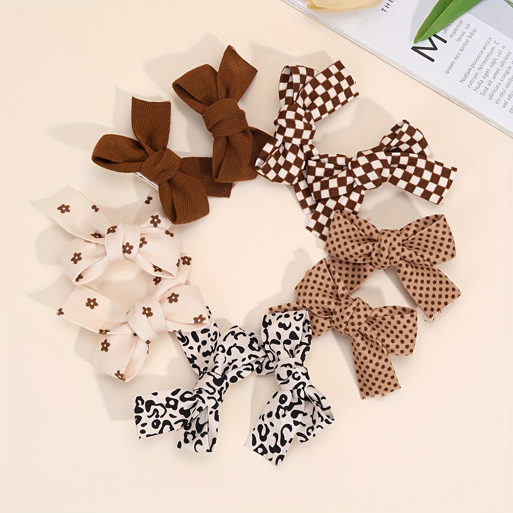 

10pcs Cute Hair Bow Clips Set - Floral, Checkered & For Girls - Perfect For Fall/winter Fashion & Gifts