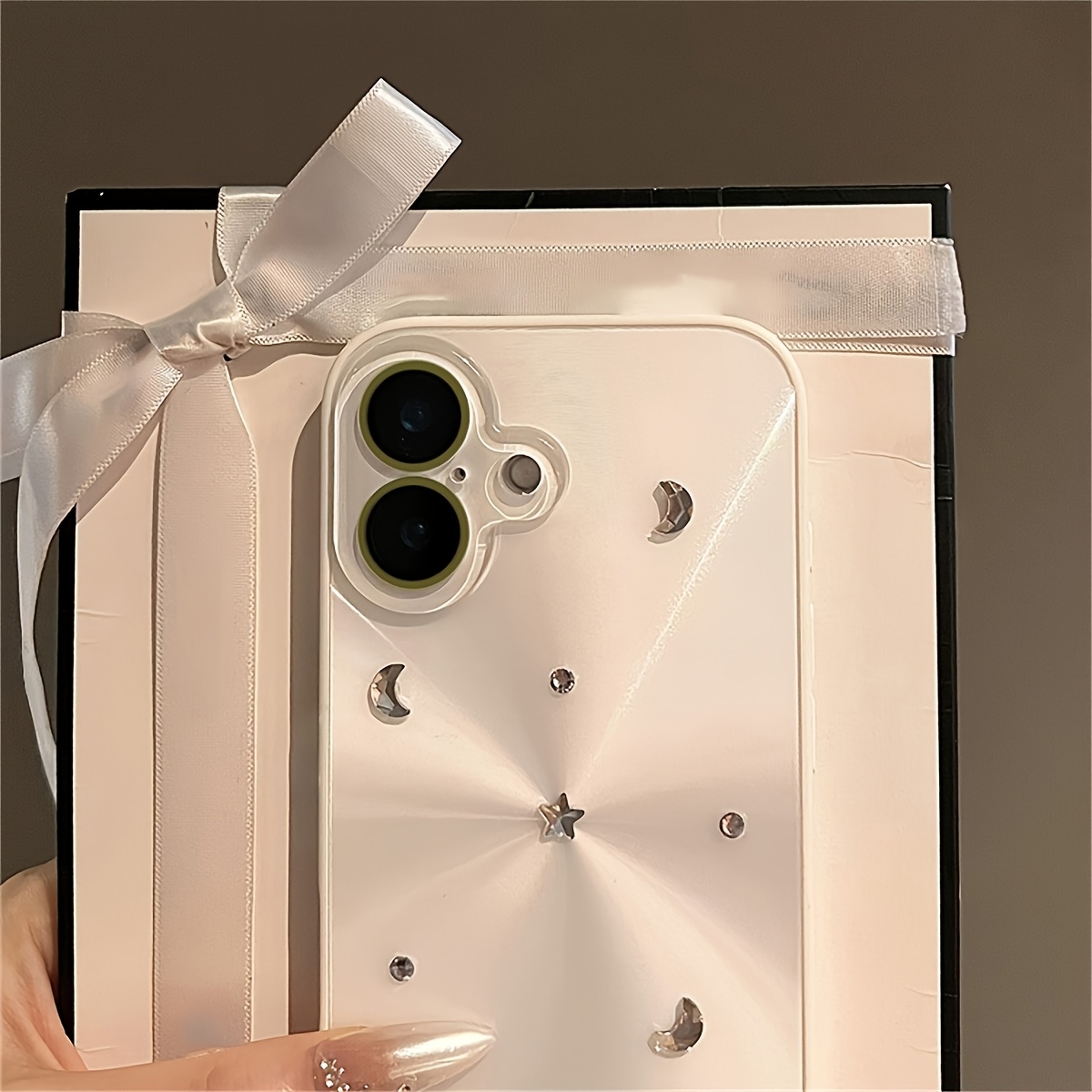 Luxury 3D Glitter Moon Stars Rhinestone Hard Phone Case for iPhone 16 15 14 13 12 Pro Max CD Texture Lens Protective Back Cover