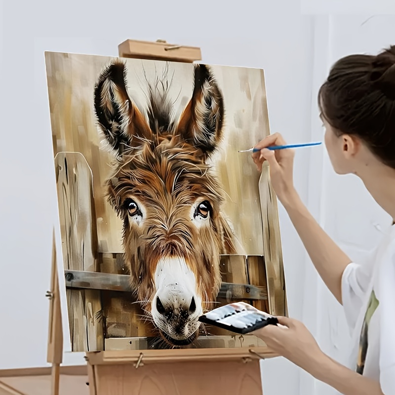 Image of Professional Art Use 1pc Diy Adult Paint By Numbers Kit, Art Gift, Painting By Numbers, , Suitable For Beginners - Includes Acrylic Paints, Canvas, 3 Paintbrushes, And Manual | Acrylic Painting Of A