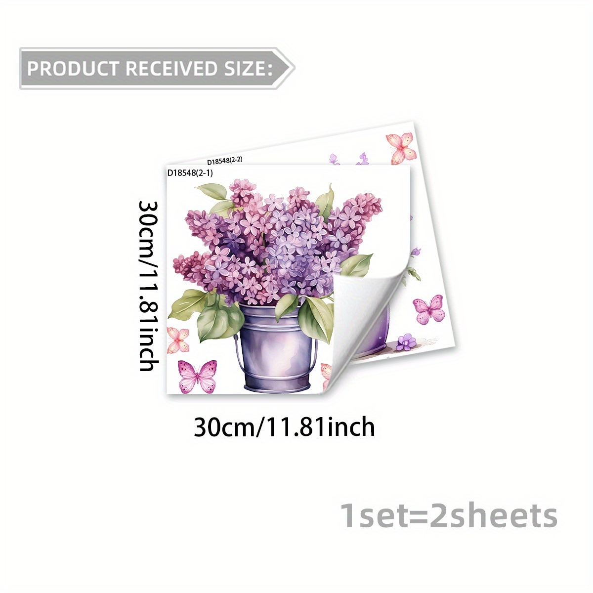 Image of A Set Of 2 -painted Purple Flowers Potted Leaves Window Stickers Double-sided Glass Static Stickers Bedroom Living Room Window Decoration Stickers D18548