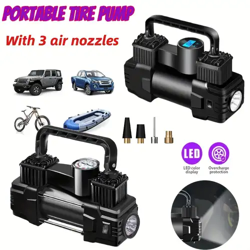 air pump for cigarette lighter 12 VOLT CAR SOCKET POWERED MINI COMPRESSOR TIRE INFLATOR : Automotive 6000mAH Continuous working time Professional Replacement Cigarette Lighter Plug