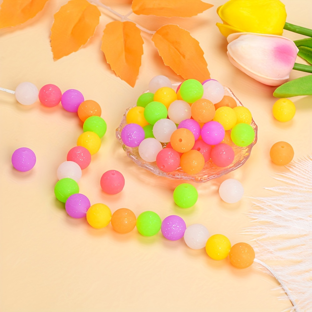 60pcs Glitter Silicone Beads in 6 Vibrant Colors for DIY Jewelry
