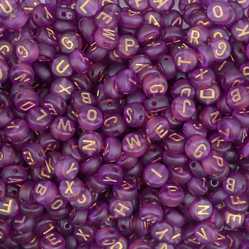 

100pcs Frosted Purple Letter Beads