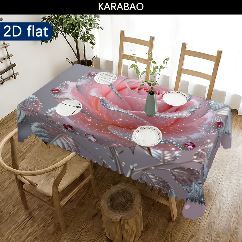 TEMU Nappe 2D Plate, 1 pièce, à Motif en Papillon et Rose de Rêve, Convient pour Intérieur/Extérieur, Décoration de Salle à Manger et Terrasse,