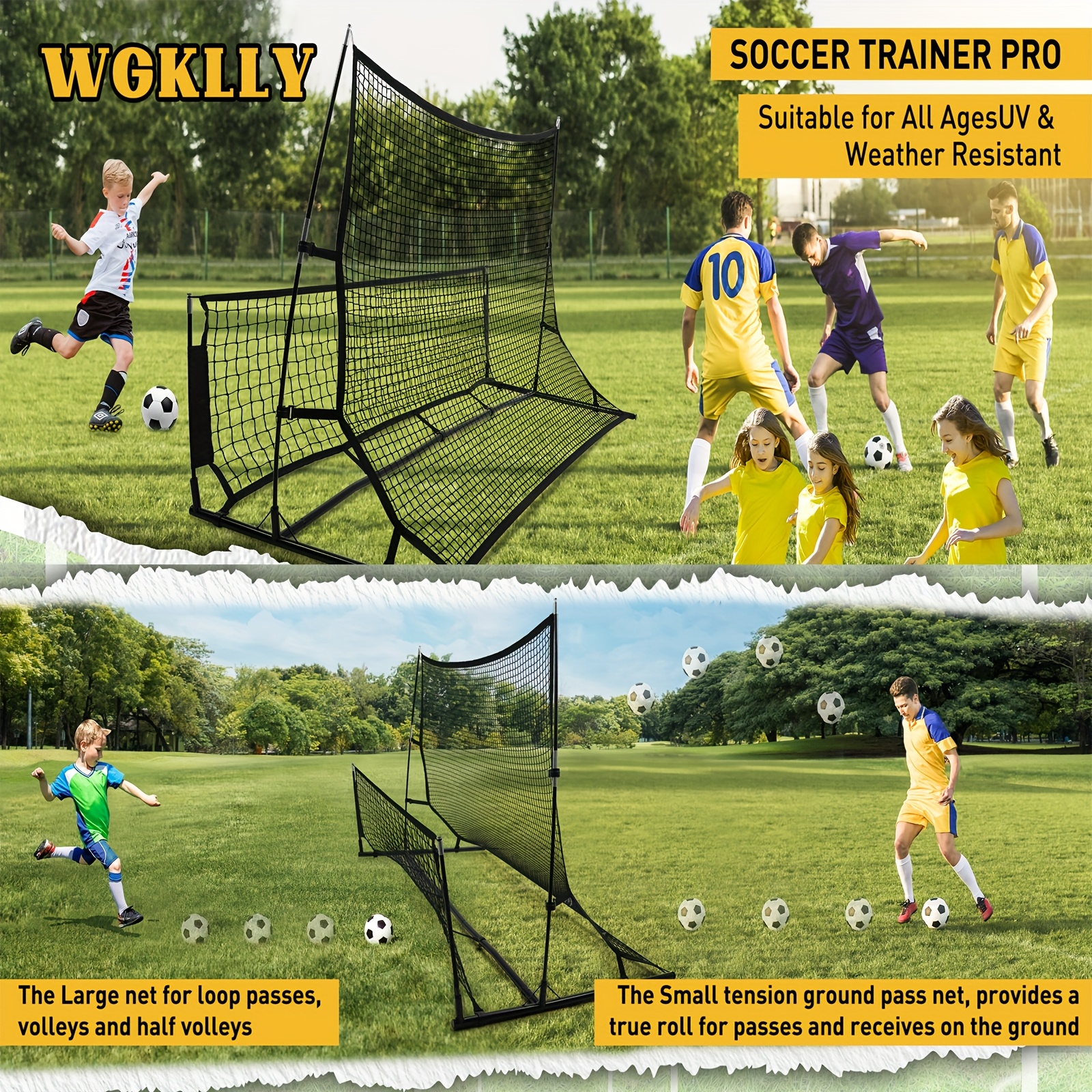 MoKo Soccer Rebounder Net - Adjustable Angle Football Training Aid For Backyard & Park Practice