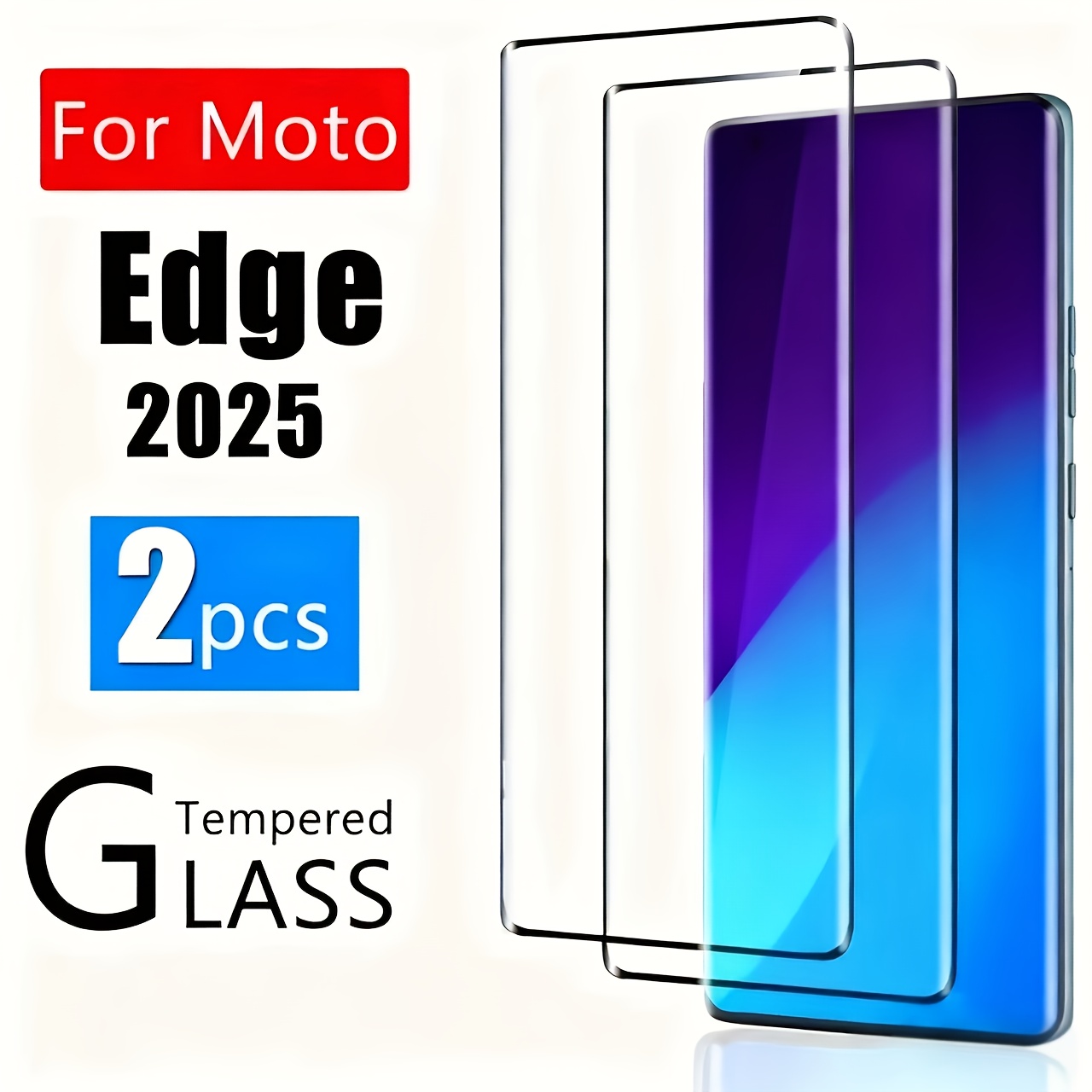 TEMU Lot de 2 protections d'écran incurvées en verre trempé transparent , compatibles avec la technologie , adaptées pour Motorola Edge 2024 et 2025.