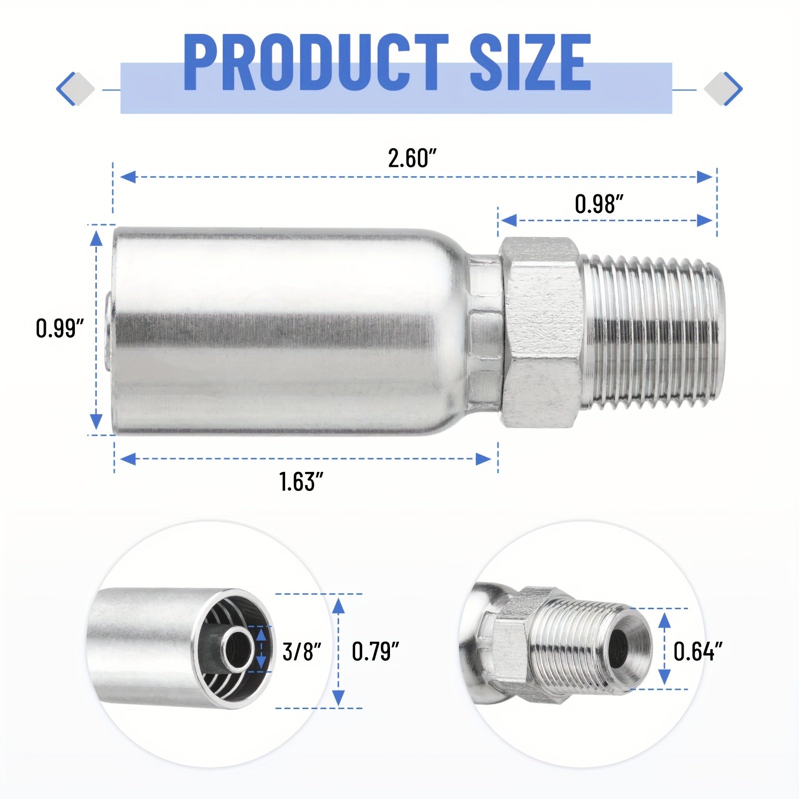 TEMU 12-pack Hydraulic Hose Fittings 3/8" Hose X 3/8" Nptf Male, 1/4" Hose X 1/4" Nptf Male Crimp Fittings With Protection Covers, Compatible With