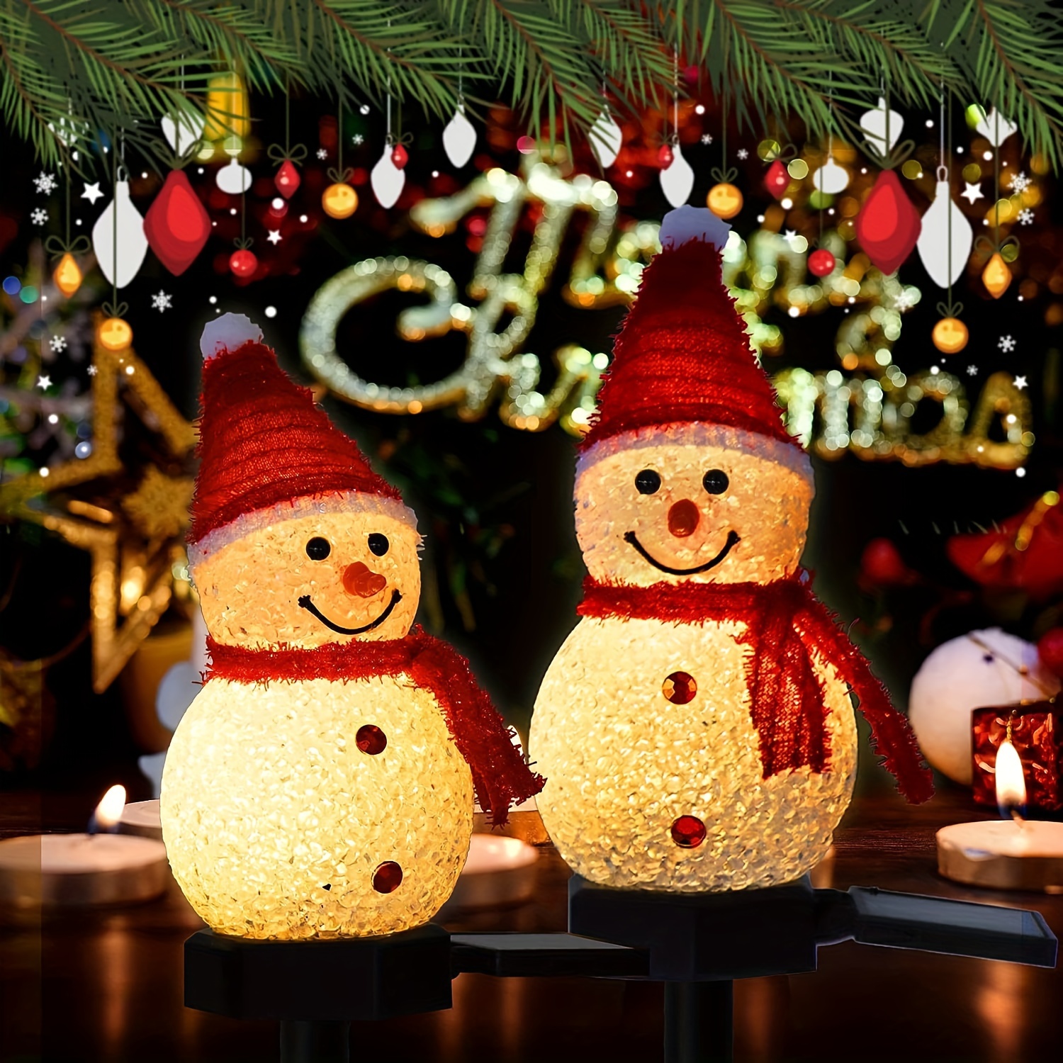 

Solar-powered Snowman Garden Lights, Led Outdoor Decor, 36v, Christmas Festive Lawn Stake Lights, No Usb, No Battery, Nickel Solar Panel, Electronic Parts Included