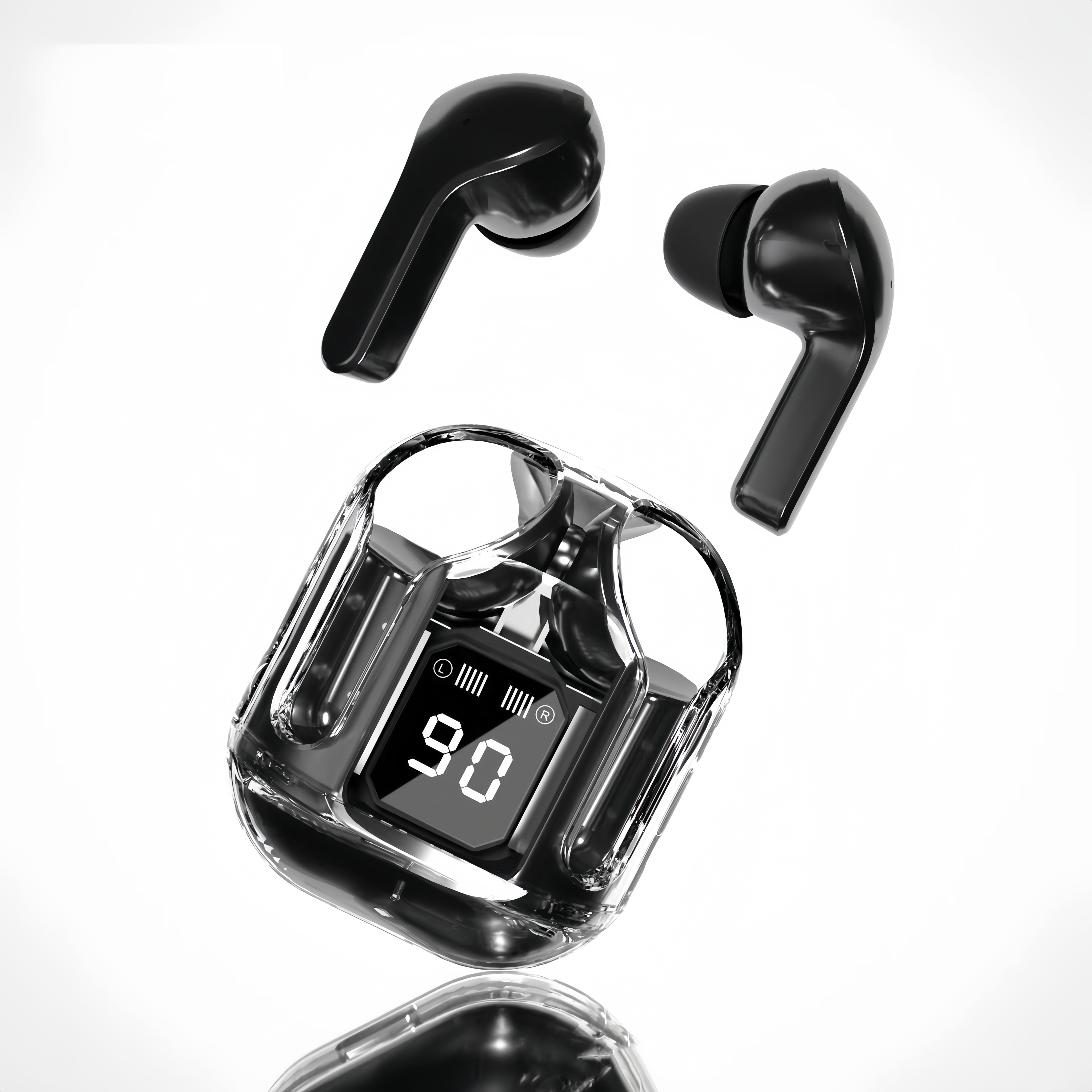 tws in ear true wireless earbuds in a   are very stylish and suitable as gifts   feature   for   ears a beautiful transparent body and support type c charging note that a usb charging cable is not included