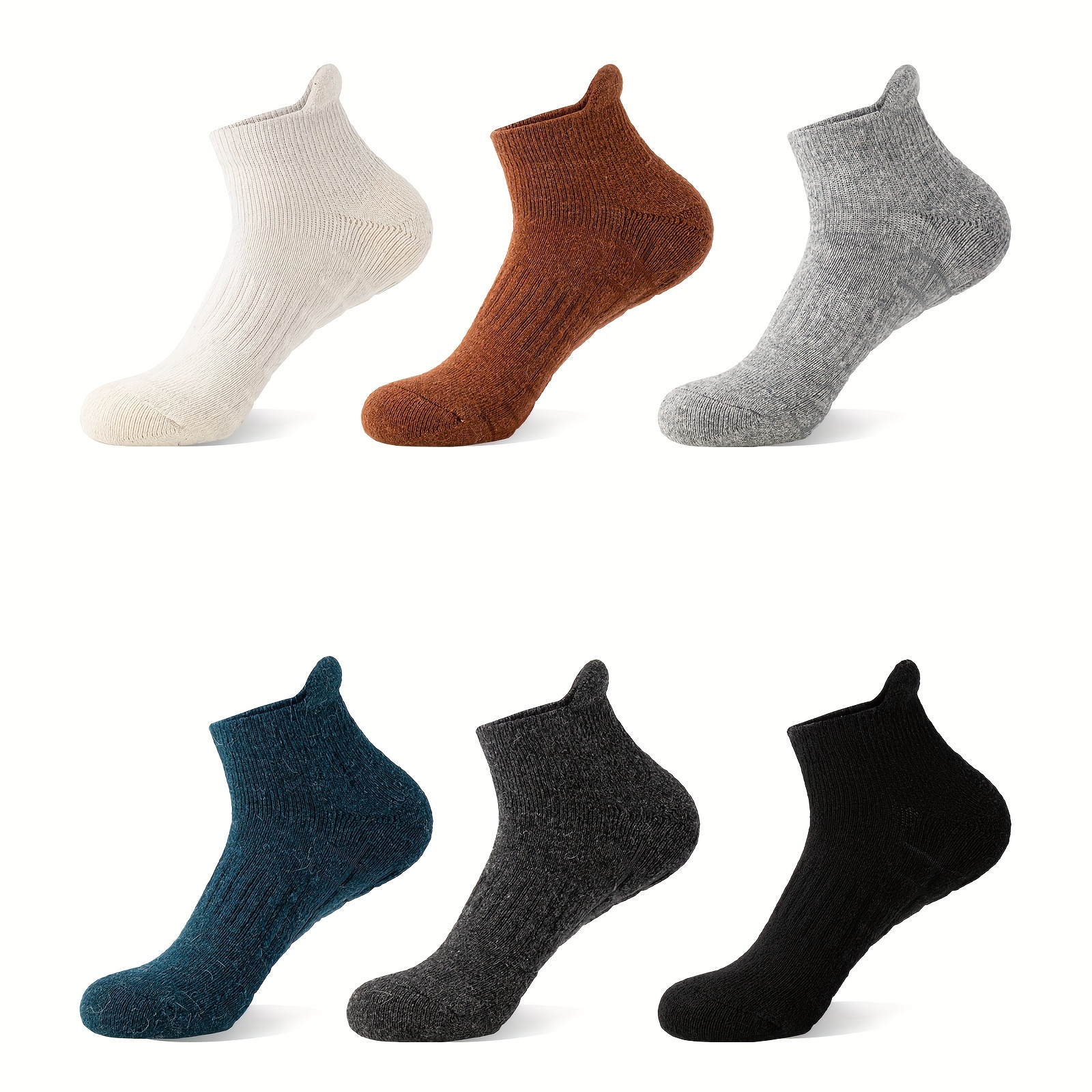 

6 Pairs Merino Wool Ankle Running Hiking Socks Compression Support Thick Cushion No Show Socks For Women Men. Unisex Socks For Men's Outdoor Basketball Training, Running Outdoor Activitie