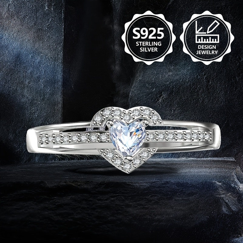 Image of 925 Sterling Silver Women's Fashion Ring, Women's Jewelry Ring, Inlaid With Synthetic Cubic Synthetic Zirconia, High-value Jewelry, Suitable For Travel, , And A Holiday Souvenir Gift For Yourself